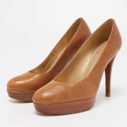 Stuart Weitzman Brown Leather Platform Pumps Size 35
