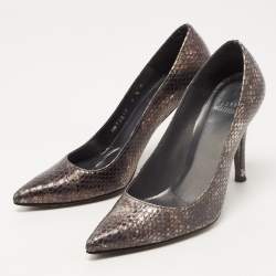 Stuart Weitzman Metallic Two Tone Embossed Snakeskin Pumps Size 34.5