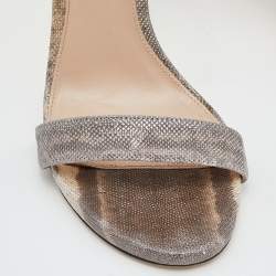 Stuart Weitzman Grey/Beige Karung Leather Ankle Strap Open Toe Sandals Size 39.5