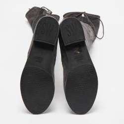 Pre Owned Stuart Weitzman Grey Suede Knee Length Boots Size 39