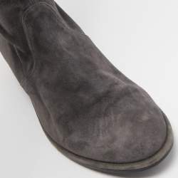 Pre Owned Stuart Weitzman Grey Suede Knee Length Boots Size 39