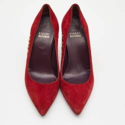 Stuart Weitzman Dark Red Suede Studded Pumps Size 37
