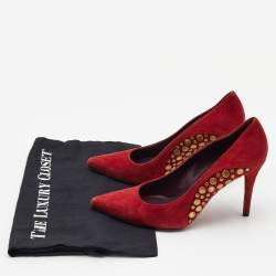 Stuart Weitzman Dark Red Suede Studded Pumps Size 37