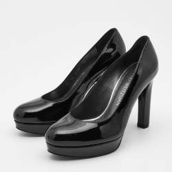 Stuart Weitzman Black Patent Leather Platform Round Toe Pumps Size 36