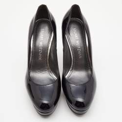 Stuart Weitzman Black Patent Leather Platform Round Toe Pumps Size 36