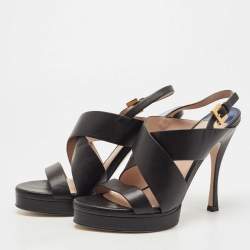 Stuart Weitzman Black Leather Hester Sandals Size 39