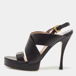 Stuart Weitzman Black Leather Hester Sandals Size 39