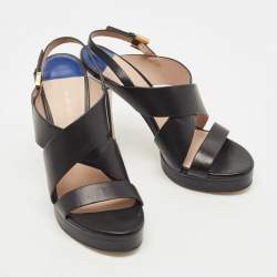 Stuart Weitzman Black Leather Hester Sandals Size 39