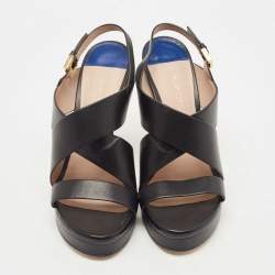 Stuart Weitzman Black Leather Hester Sandals Size 39
