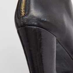 Pre Owned Stuart Weitzman Black Leather and Leopard Calf Hair knee Length Boots Size 39