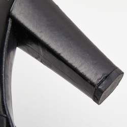 Pre Owned Stuart Weitzman Black Leather and Leopard Calf Hair knee Length Boots Size 39