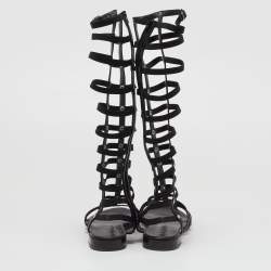 Stuart Weitzman Black Leather Gladiator Sandals Size 39