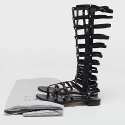 Stuart Weitzman Black Leather Gladiator Sandals Size 39