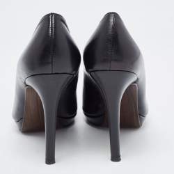 Pre Owned Stuart Weitzman Black Leather Platform Pumps Size 38.5