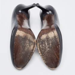 Pre Owned Stuart Weitzman Black Leather Platform Pumps Size 38.5