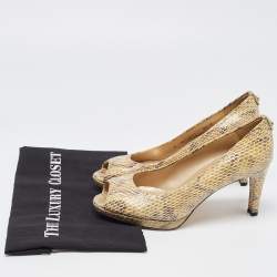 Stuart Weitzman Multicolor Python Embossed Leather Peep Toe  Pumps Size 39