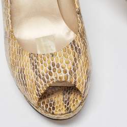 Stuart Weitzman Multicolor Python Embossed Leather Peep Toe  Pumps Size 39