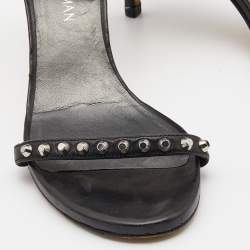 Stuart Weitzman Black Leather Studded Ankle Strap Sandals Size 39