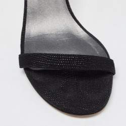 Stuart Weitzman Black Textured Suede Ankle Strap Open Toe Sandals Size 39 