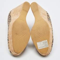 Stuart Weitzman Brown/Beige Raffia Cork Wedge Pumps Size 37.5