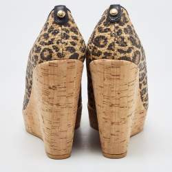 Stuart Weitzman Brown/Beige Raffia Cork Wedge Pumps Size 37.5