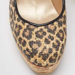 Stuart Weitzman Brown/Beige Raffia Cork Wedge Pumps Size 37.5