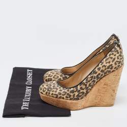 Stuart Weitzman Brown/Beige Raffia Cork Wedge Pumps Size 37.5