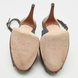 Pre Owned Stuart Weitzman Blue Denim Peep Toe Platform Slingback Sandals Size 40