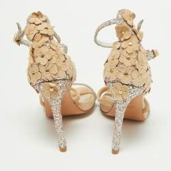 Stuart Weitzman Beige Suede and Alcantara Ankle Strap Sandals Size 36