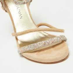 Stuart Weitzman Beige Suede and Alcantara Ankle Strap Sandals Size 36