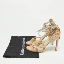 Stuart Weitzman Beige Suede and Alcantara Ankle Strap Sandals Size 36
