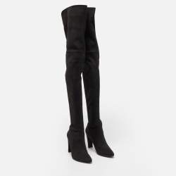 مملوكة مسبقًا Stuart Weitzman Black Suede Highland Over The Knee Boots Size 40