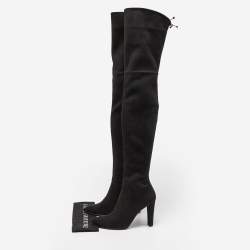 مملوكة مسبقًا Stuart Weitzman Black Suede Highland Over The Knee Boots Size 40