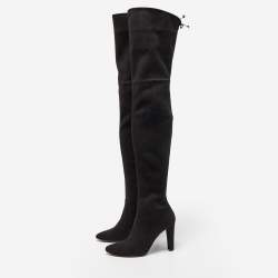 مملوكة مسبقًا Stuart Weitzman Black Suede Highland Over The Knee Boots Size 40