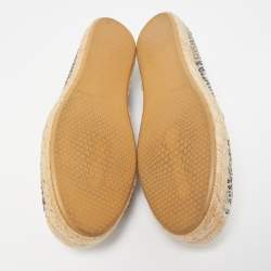 Stuart Weitzman Silver/Black Python Embossed Leather Espadrilles Size 38.5