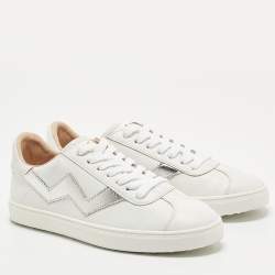 Pre Owned Stuart Weitzman White Leather Darly Sneakers Size 36