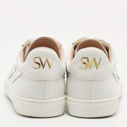 Pre Owned Stuart Weitzman White Leather Darly Sneakers Size 36