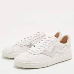 Pre Owned Stuart Weitzman White Leather Darly Sneakers Size 36