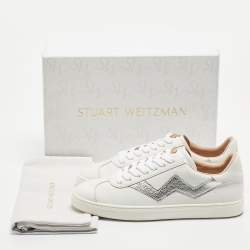 Pre Owned Stuart Weitzman White Leather Darly Sneakers Size 36