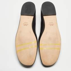 Pre Owned Stuart Weitzman Black Leather Smoking Slippers Size 39.5