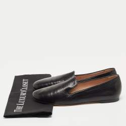 Pre Owned Stuart Weitzman Black Leather Smoking Slippers Size 39.5