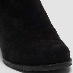 مملوكة مسبقًا Stuart Weitzman Black Suede and Fabric Knee Length Boots Size 36.5