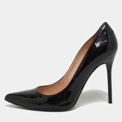 Stuart Weitzman Black Patent Leather Heist Pointed Toe Pumps Size 36.5