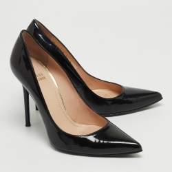 Stuart Weitzman Black Patent Leather Heist Pointed Toe Pumps Size 36.5