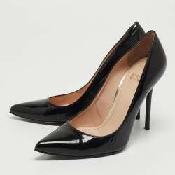 Stuart Weitzman Black Patent Leather Heist Pointed Toe Pumps Size 36.5