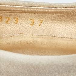 Stuart Weitzman Beige Satin Platform Peep Toe Pumps Size 37