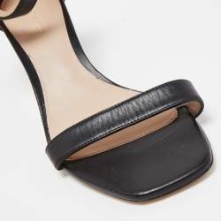 Pre Owned Stuart Weitzman Black Leather Ankle Strap Sandals Size 39.5