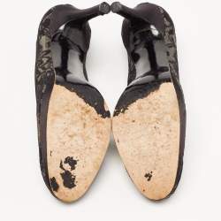 Stuart Weitzman Black Lace Round Toe Platform Pumps Size 38.5