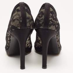 Stuart Weitzman Black Lace Round Toe Platform Pumps Size 38.5