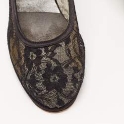 Stuart Weitzman Black Lace Round Toe Platform Pumps Size 38.5